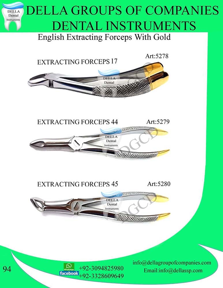 English Extracting Forceps with Gold